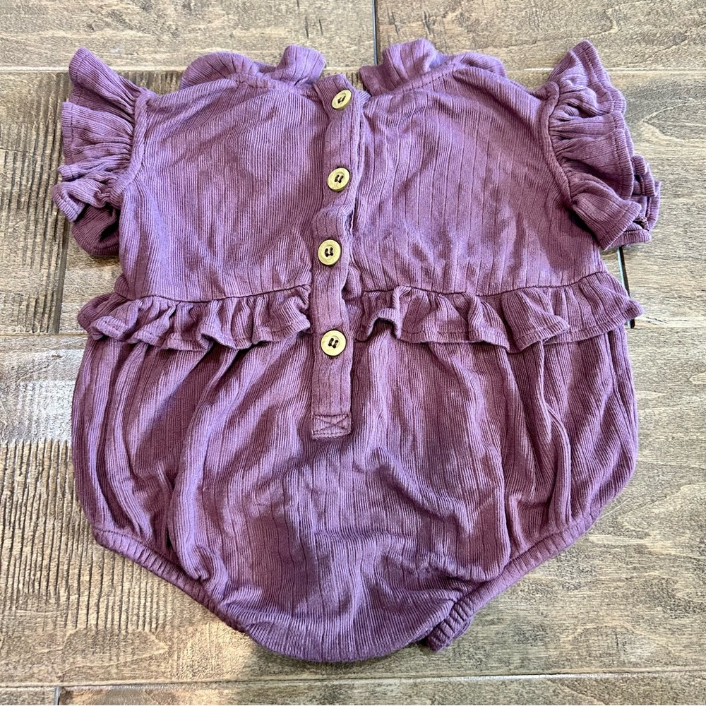 Kate Quinn Infant Girls Ruffle Modal Bubble Romper Purple Size 3-6 M NWT Neutral - Picture 4 of 4